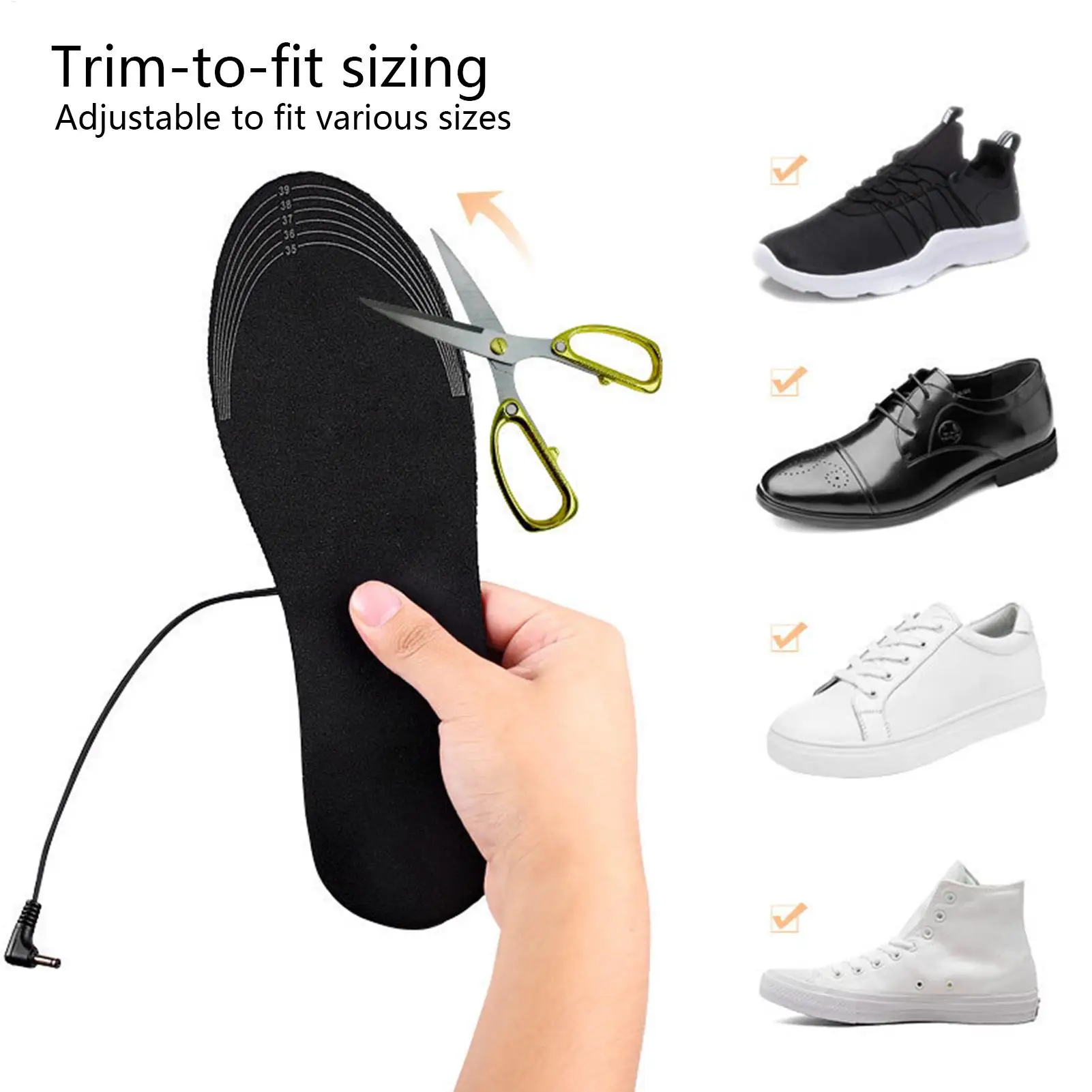 Heated Shoe Insoles USB Powered Electric Washable Heating Warm Pad 1-Pair Winter Heat Shoes Inserts For Women Men Adults Indoor