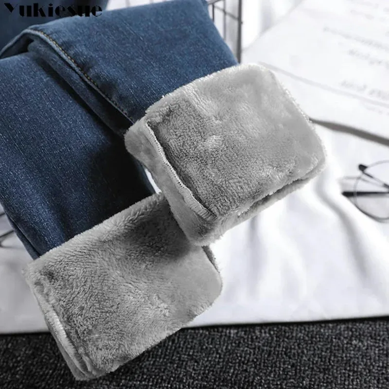 Damesbroek vrouwelijke jeans winter dik Damesbroek hoge taille zwarte skinny y2k baggy jeans voor dames denim nieuwe potloodbroek