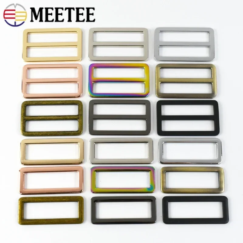 30Pcs Meetee 20-50mm Metal Adjust Buckles for Bag Strap Tri-Glide Slider Clasp Backpack Webbing Connect Hooks DIY Accessories