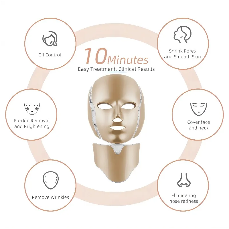 7 Color Led Mask Skin Rejuvenation Acne Anti-wrinkle、 beauty instrument, whitening and acne removal, Skin Care Beauty Device
