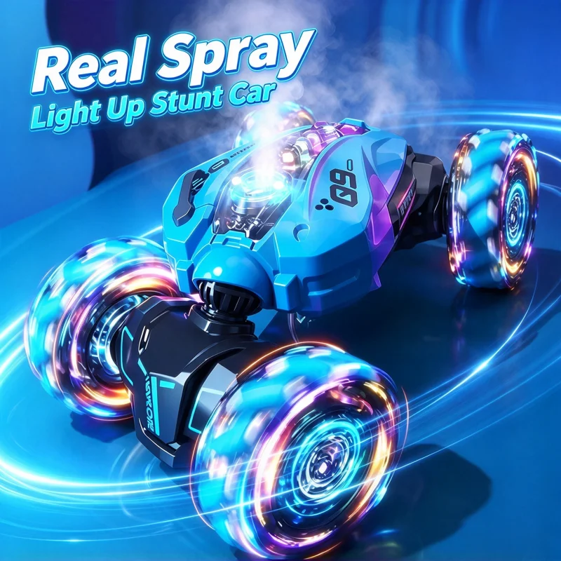 4WD Hand Gesture RC Stunt Car Simulated Spray LED Wheels 360° Rotate Climbing Drift Toy Christmas Gift for Boys