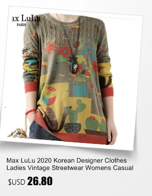 Amax luluE Winter Vintage Printed V-Neck Sweaters Womens Loose Leisure Cardigans Gothic Females Harajuku Pocket Floral Clothing