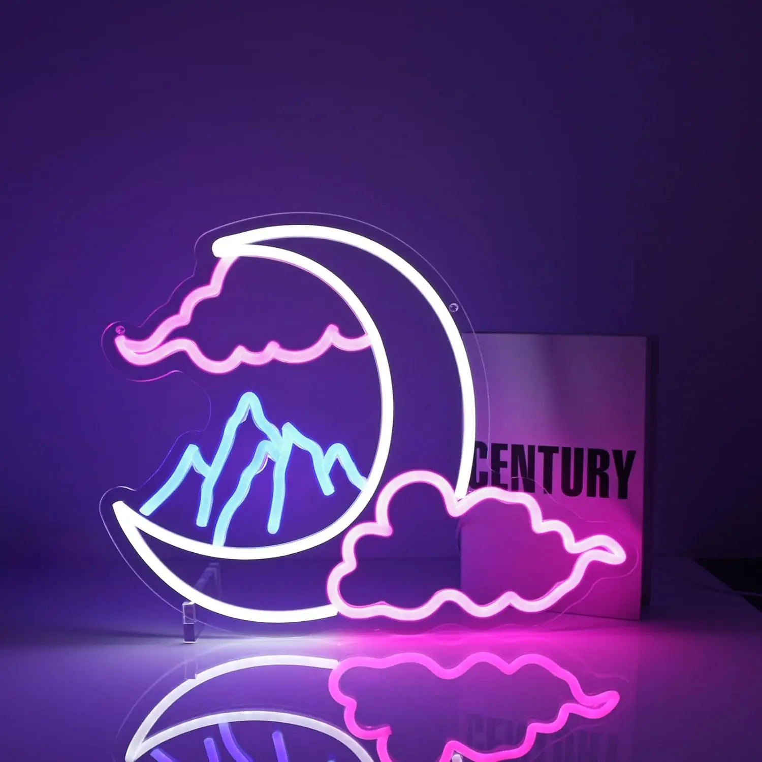 Cloud Moon Mountain Neon Sign Dimmable Led Neon Lights Wall Decor for Light Up Sign Birthday Party Club Gift