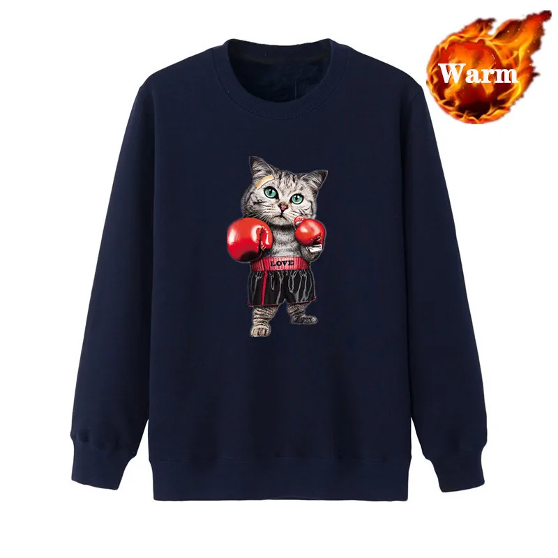 

Cartoon cat sweatshirt Plus size M-6XL Men's college style pullover hoodie Spring and Autumn Couple Plush thickened sweater tops