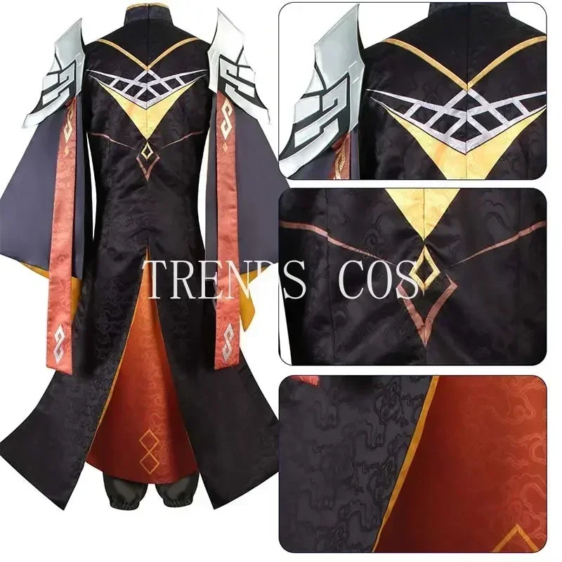 لعبة قماش مزخرفة فانوس طقوس Zhongli Morax أزياء تنكرية صدى القلب Morax Archon War Zhong Li ملابس شعر مستعار كوميدي