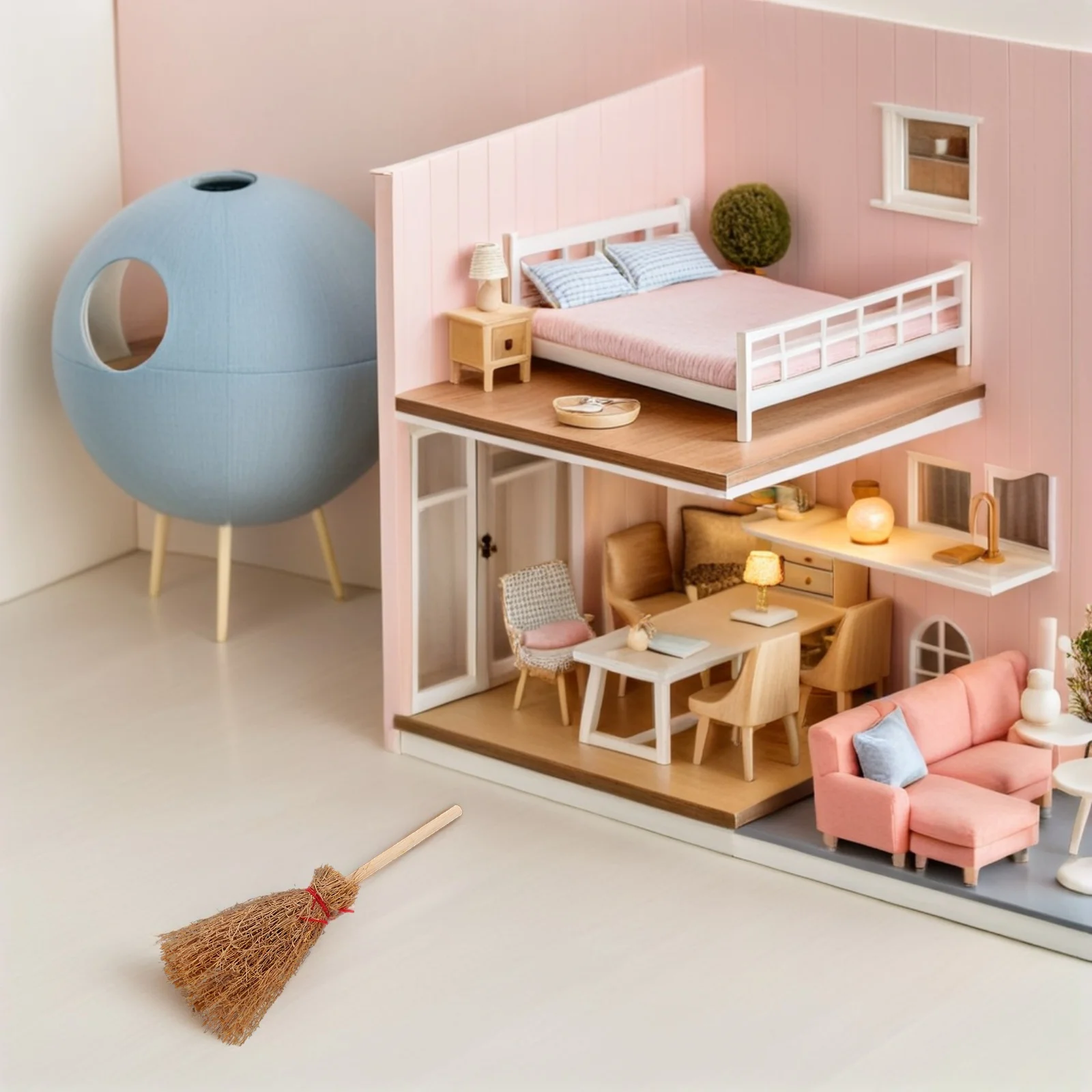 

30 шт. миниатюрная метла ведьмы замысловатые детали реалистичная текстура миниатюрные метлы мини-аксессуары для кукольного домика сказочный сад