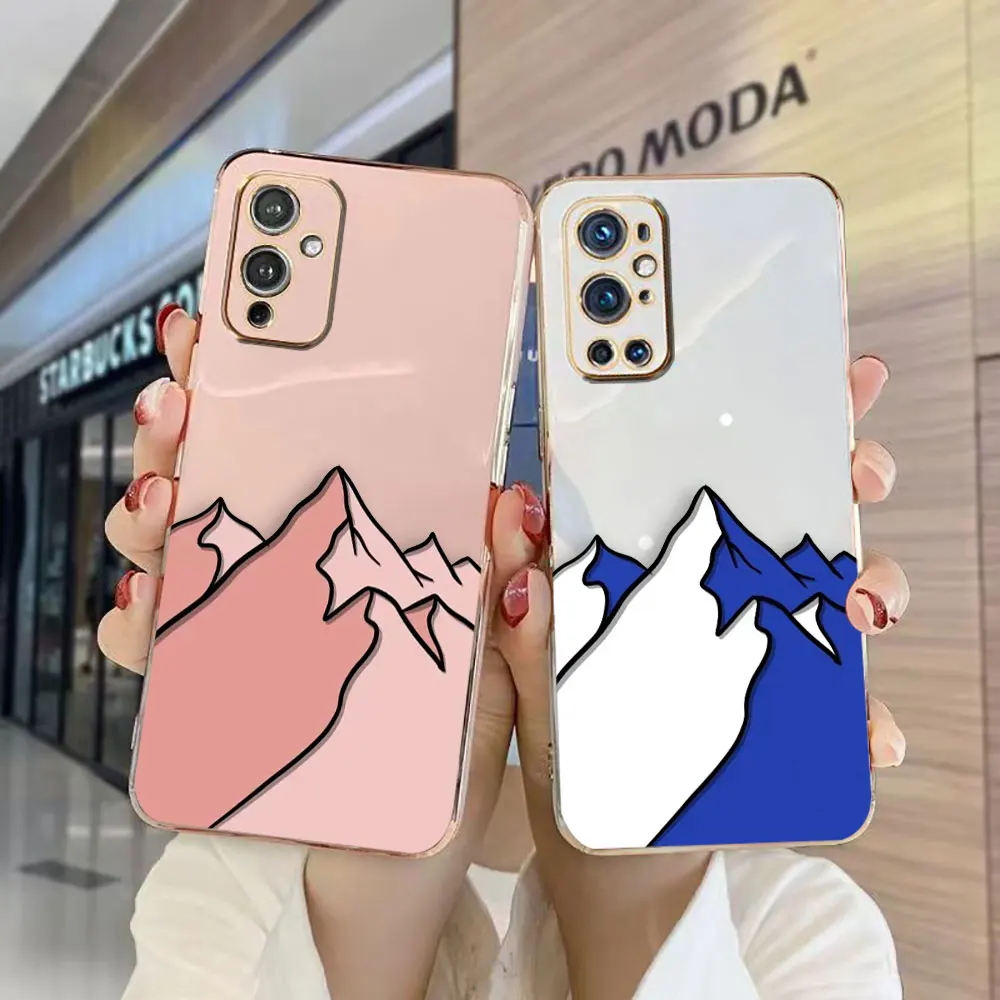 Cartoon Mountain Range Cover Smooth E-TPU Phone Case Oneplus 8 8T 9 NORD CE 2 3 MOTO G8 G9 G22 G30 G50 G52 G60 G 5G Case Funda