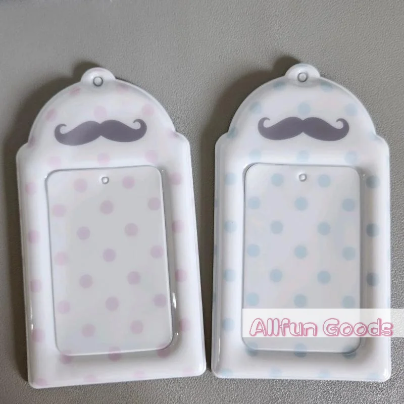 [TG835]Polka Dot Mustache Print Card Holder PVC Kpop Idol 3 Inch Photocard Meal Card School ID Card Storage Display Pendant