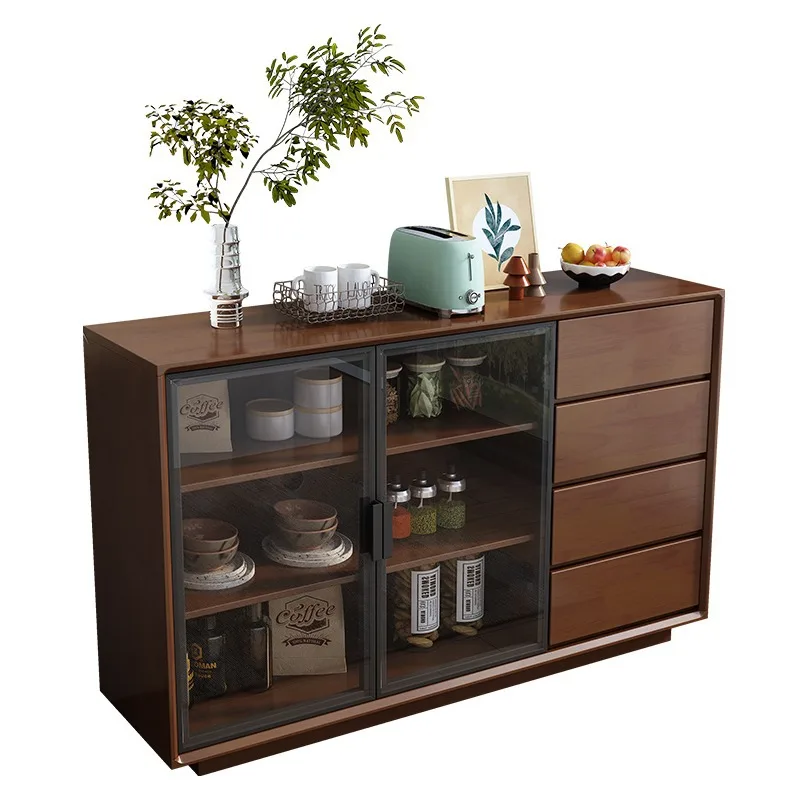 

Solid wood rock slab dining side cabinet, simple and modern light luxury tea cabinet