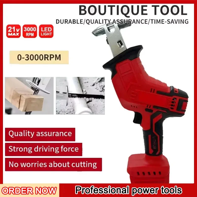 Electric Reciprocating Saw Cordless Cutting Saw Speed Cutting Power Tools Wood Metal Pipe Cutting Saw For Milwaukee 18V Battery