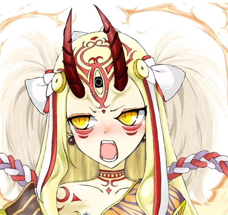 Fate Grand Order FGO Berserker Ibaraki Douji Horns Wig Cosplay Costume Headwear Horns Halloween Cosplay Prop Hair+Wig cap