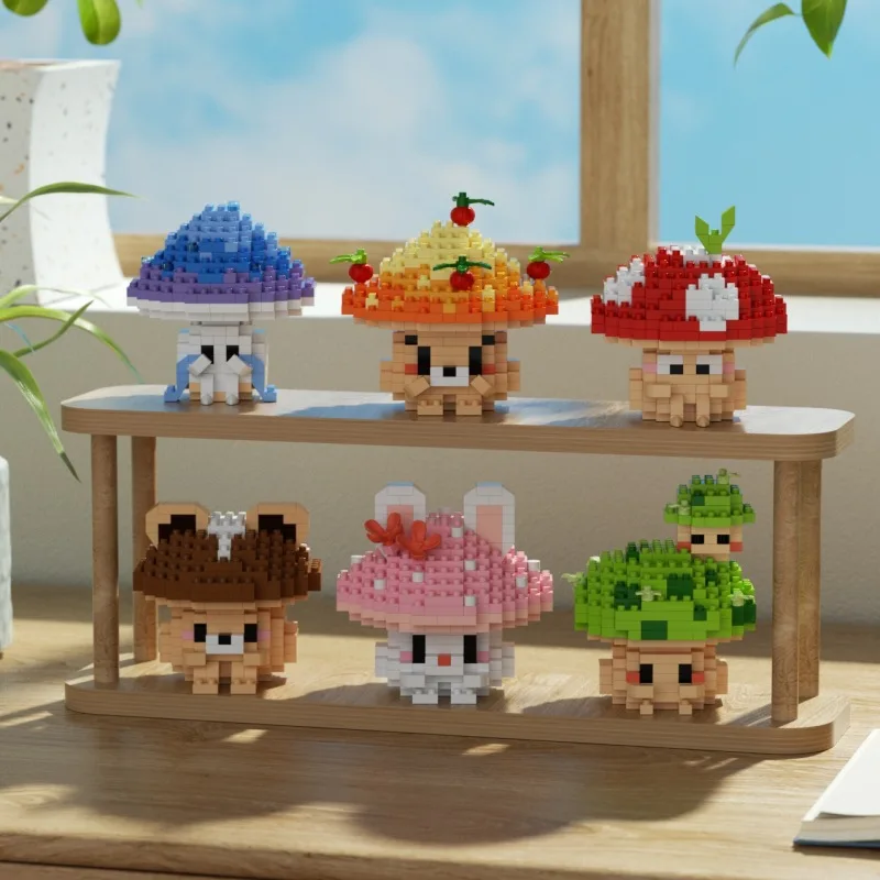 Mushroom Adults Particle Micro Building Blocks Animals Brick Construction Set Toys for Children Girl 6 Year Old Games Child Gift