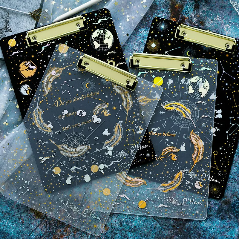 A4 Laser Constellation Acrylic Clip Office Cultural Educational Supply Business Folder Student Writing Board Artist Painting Pad