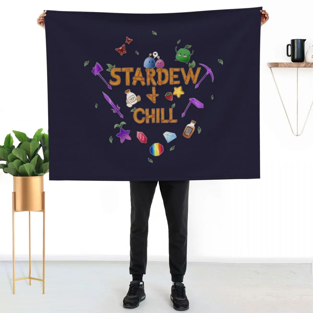 Stardew and Chill Throw Blanket blankets and throws Beautifuls halloween Plaid on the sofa Bed Fashionable Winter beds Blankets