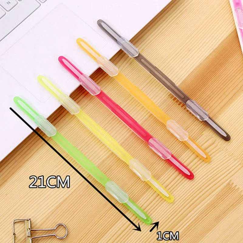 10pc 2 Hole Binding Clips Strip Binder Plastic Loose-leaf Clip Color A4 Paper Fasteners DIY Album Scrapbook File Folder Notebook