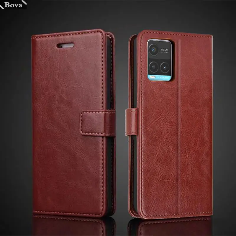 Card Holder Cover Leather Case for Vivo Y33s / Vivo Y 33s Pu Leather Flip Cover Retro Wallet Phone Case Business Fundas Coque