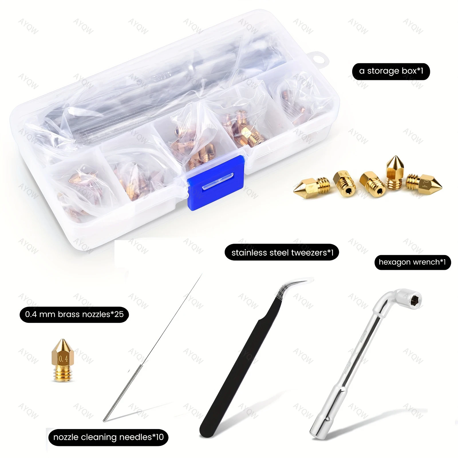 MK8 Ender 3 V2 0.2-1.0MM 3D Printer Brass Nozzles: With Storage Box, Fit Creality Ender 3/3 Pro/3 Max/5 Pro/3 S1/3 Neo & CR10