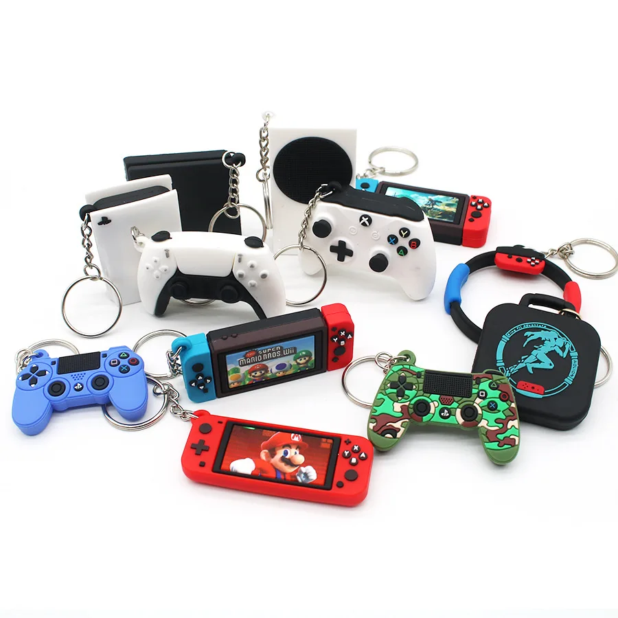 Mini PS5 Keychain Game Tears of The Kingdom Game Console Controller Model Soft Pvc KeyRing For Men Women Key Chains Toys Gift