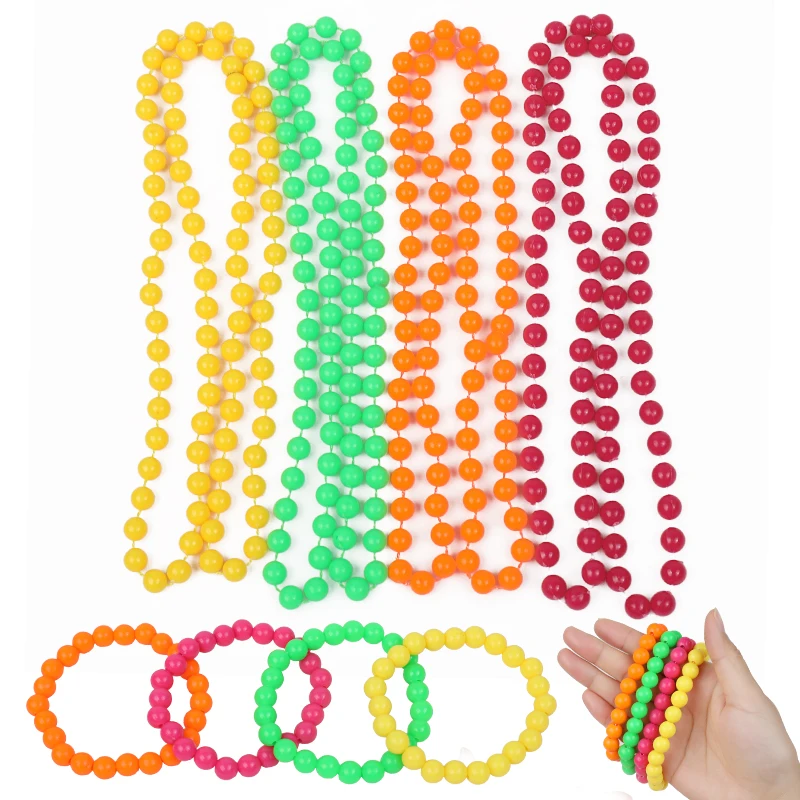 Colliers et Bracelets fluorescents en néon, 32/4 pièces, décoration d'anniversaire scintillante, cadeau pour enfants, mariage, Halloween, accessoires Photo pour fête, lumière UV