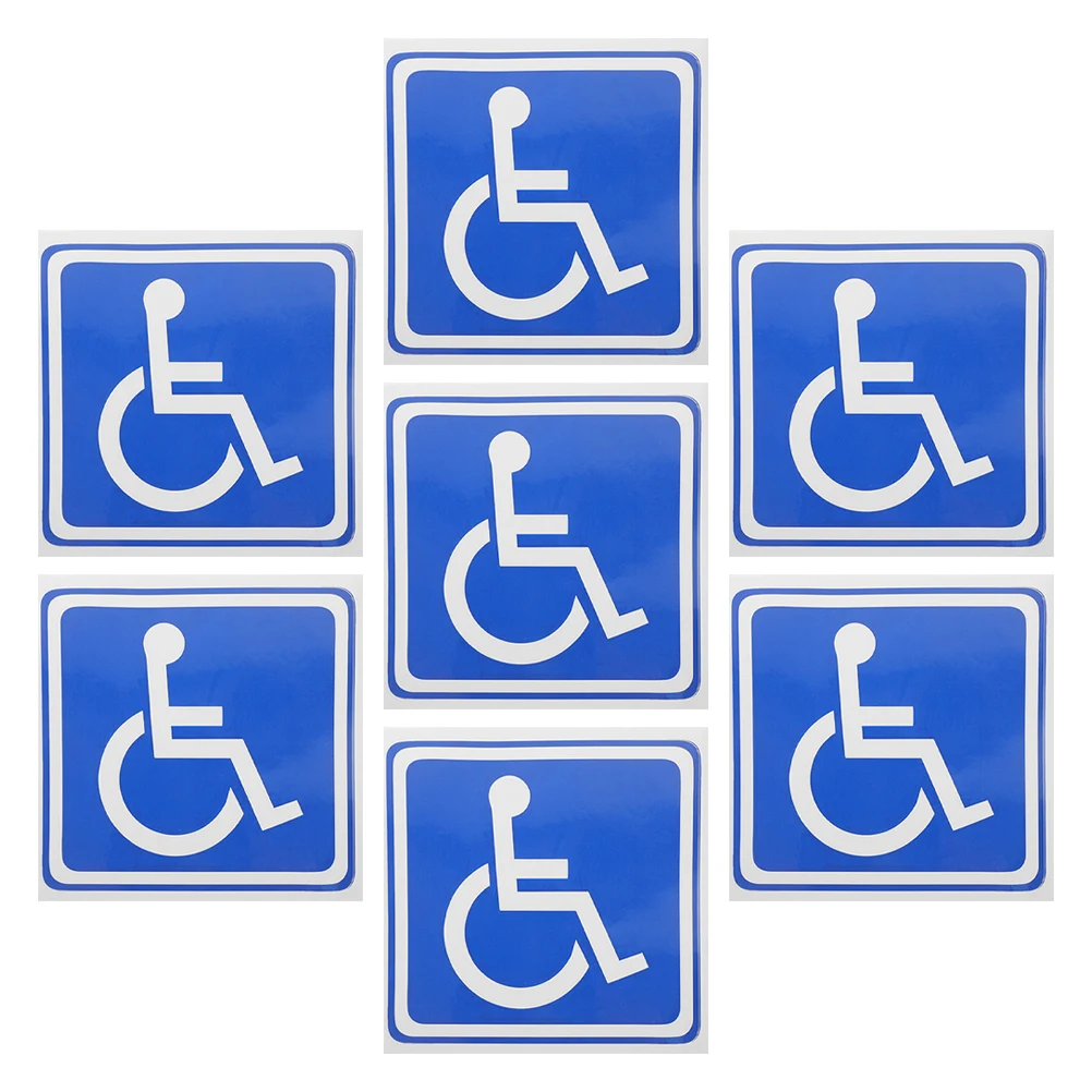 7 قطعة ملصقات رمز الكرسي المتحرك علامات المعاقين المعاقين ذاتية اللصق نافذة السيارة الباب الشارات مقاوم للماء الفينيل وقوف السيارات قابلة للوصول