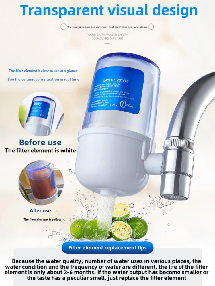 Tap Water Filter Washable Replacement Kitchen Faucet Long Lasting Water Purifier Tap Filter for Faucet Mixer
