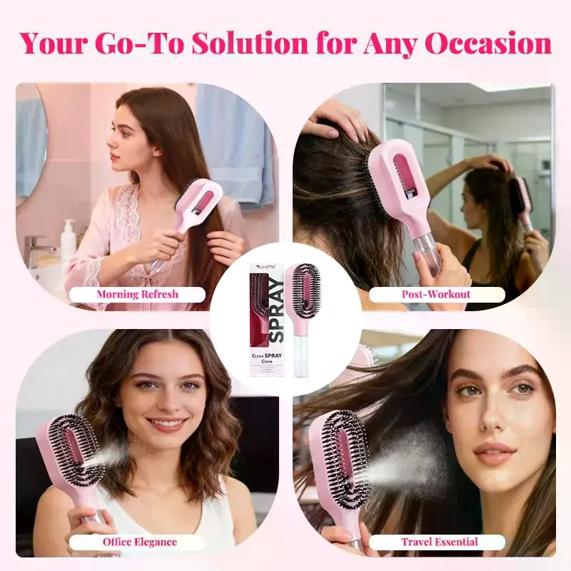 3Pcs/Set Multi-functional Spray Bottle Comb Anti-static wet Dry Scalp Massage Bristle Comb,Salon Fluffy Modeling Comb