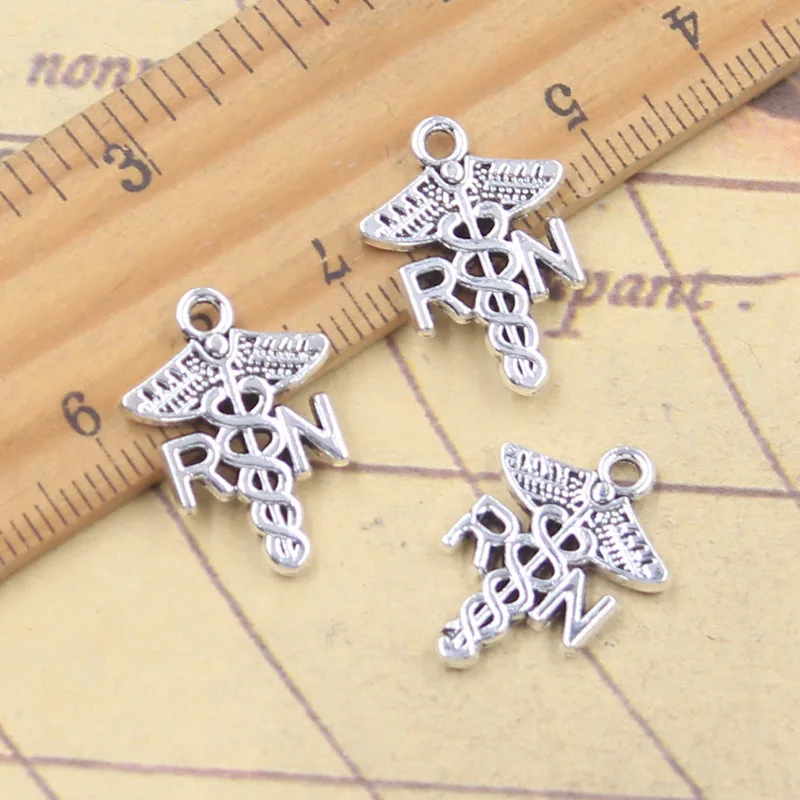 20 Stück Charms RN Caduceus Medizinsymbol 20x15mm Antik Silber Farbe Anhänger Herstellung DIY handgemachter tibetischer Schmuck