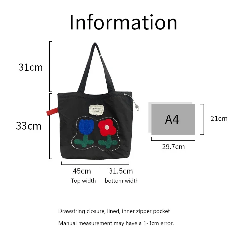 2025 nuevo bolso de hombro de flores de verano de gran capacidad Edición coreana lindo bolso de mano de ocio bolso de compras de gran capacidad bolso de lona