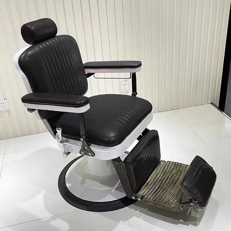 #Vintage Men's Oil Head Barber Chair Swivel Footrest Base Reclining Shaving Grooming Salon Special
