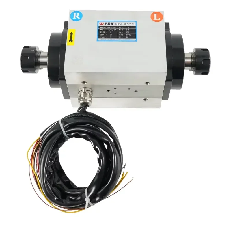 GDR52-18Z/2.2S Two Heads Air Cooling Spindle Motor with Bearing for CNC Drilling Machine 220V/380V 18000RPM ER25 Collet
