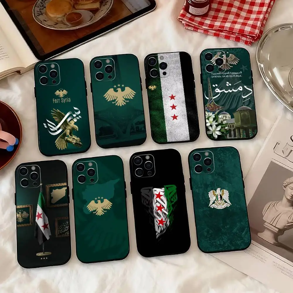 

Cool Art SYRIA-A Flag Phone Case For iPhone 17, 16,15,14,13,12,11 Plus,Pro Max, Others Soft Black Cover