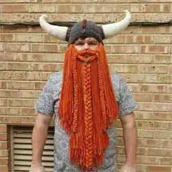 Big Head 58-60cm Hip Hop Personality Party Long Whiskers Big Bullhorn Funny Hat Funny Autumn Winter Woolen Halloween Party Props