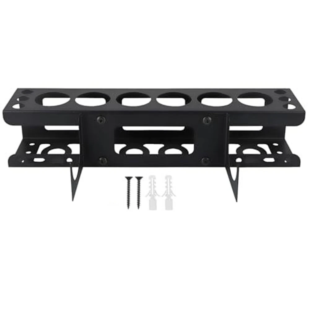 Black Steel Caulking Tube Holder Wall Mounted Storage Rack For 6 Tubes Nozzles Garage Workshop Van Truck Tool Organizer