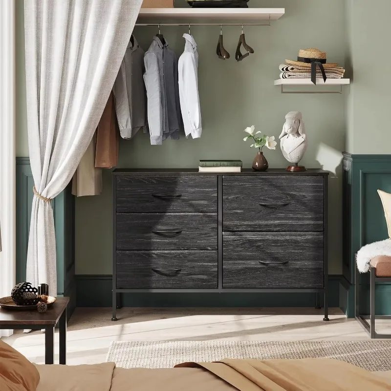 

Wide Bedroom Dresser with Drawer Organizers, Chest of Drawers, Fabric Dresser for Living Room