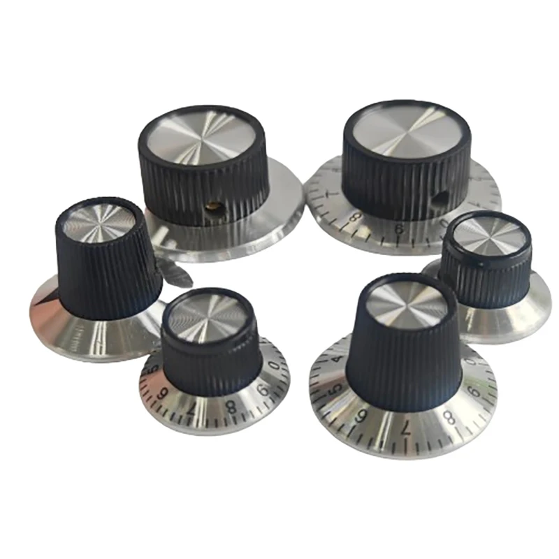 1PC 6MM Shaft Effect Pedal Knob DIY Accessories Chrome Top Vintage Guitar AMP Amplifier Knob Arrow Indication Knob