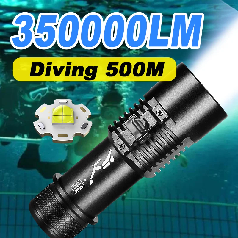 

350000 LM мощный светодиодный фонарик для дайвинга, подводный фонарь для подводного плавания с аквалангом, IPX8, водонепроницаемый профессиональный фонарь для дайвинга 26650, лампа для дайвинга
