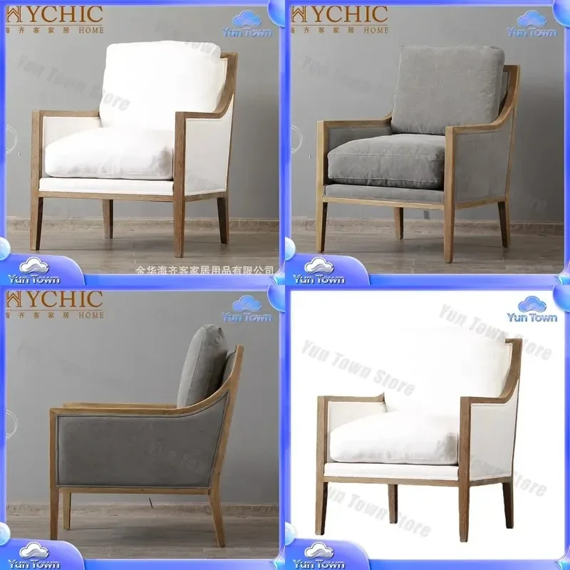 Danish Designer Single Sofa Chair for Nordic Minimalist Living Room Solid Wood Leisure Chair with Pedals Armrests Backrest