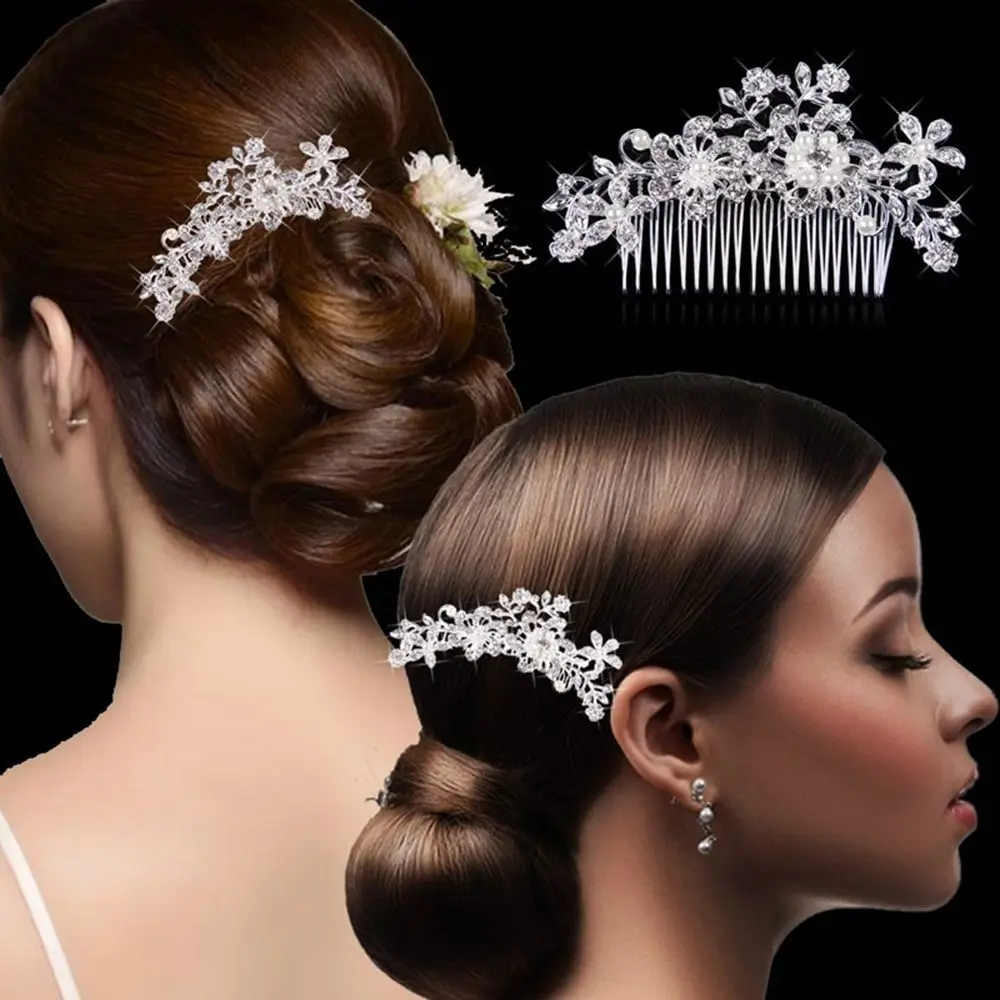 

Sparkling Elegant Hair Ornaments Bridal Women Hair Accessories Diamond Hairpin Hairclip Pearl Hair Comb Fashion Jewelry
