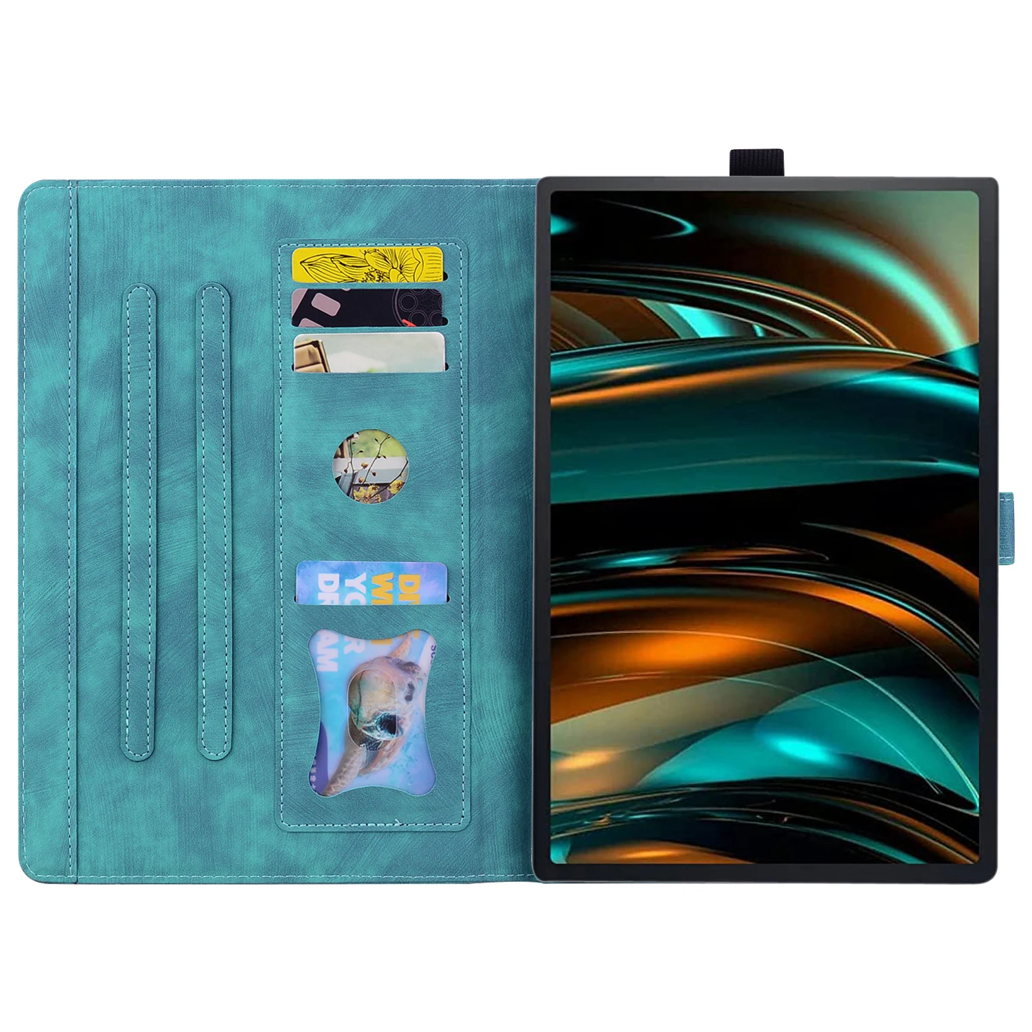 For Xiaomi Redmi Pad 2 9.7 / Pad 2 SE Case Card Slots Leather Tablet Stand Folio Cover Flower Cat - Green
