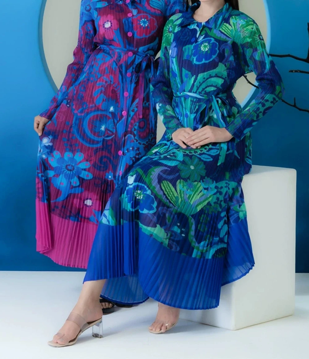 

Plus size women's clothing 200 pounds slim fit printed dress light luxury high-end Middle Eastern style-GZXX983