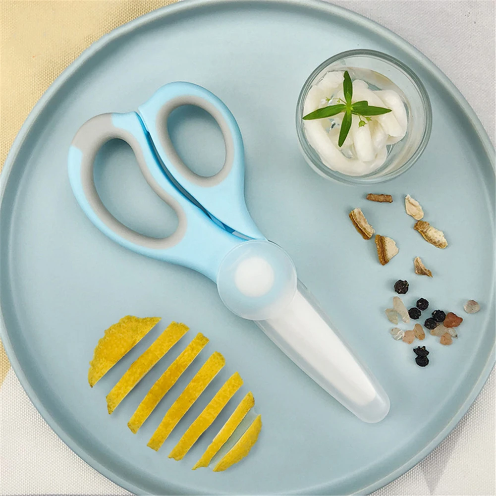 Ceramic Baby Food Scissors Food Mills Infant Feeding Aid Scissors With Cutting Box Baby Supplies For Health Baby Tableware