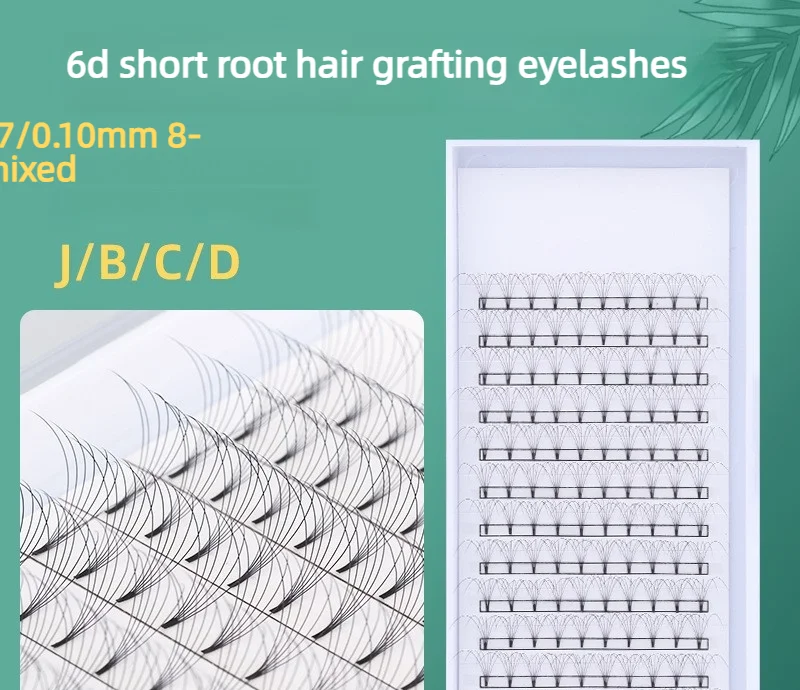 Premade fan  Lashes Extensions 6D Short Stem Big Bloom Bottom Tape Natural Look Wholesale Manufacturer 6P DIY Plantin