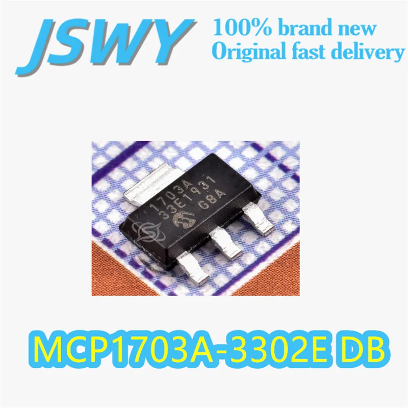 

(10/50 pieces) MCP1703A-3302E/DB Original Silkscreen: 1703A33E Package: SOT-223 Low Dropout Linear Regulator (LDO) Electronics