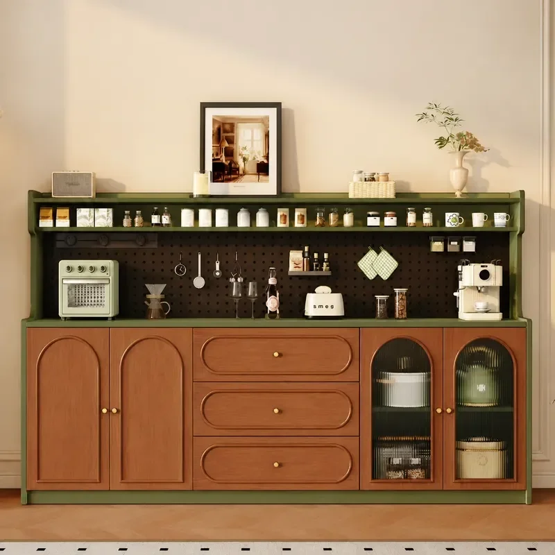 Solid Wood Side Cabinet Simple Living Room Integrated Wall Tea Cabinet Kitchen Storage Locker Wine Cabinet