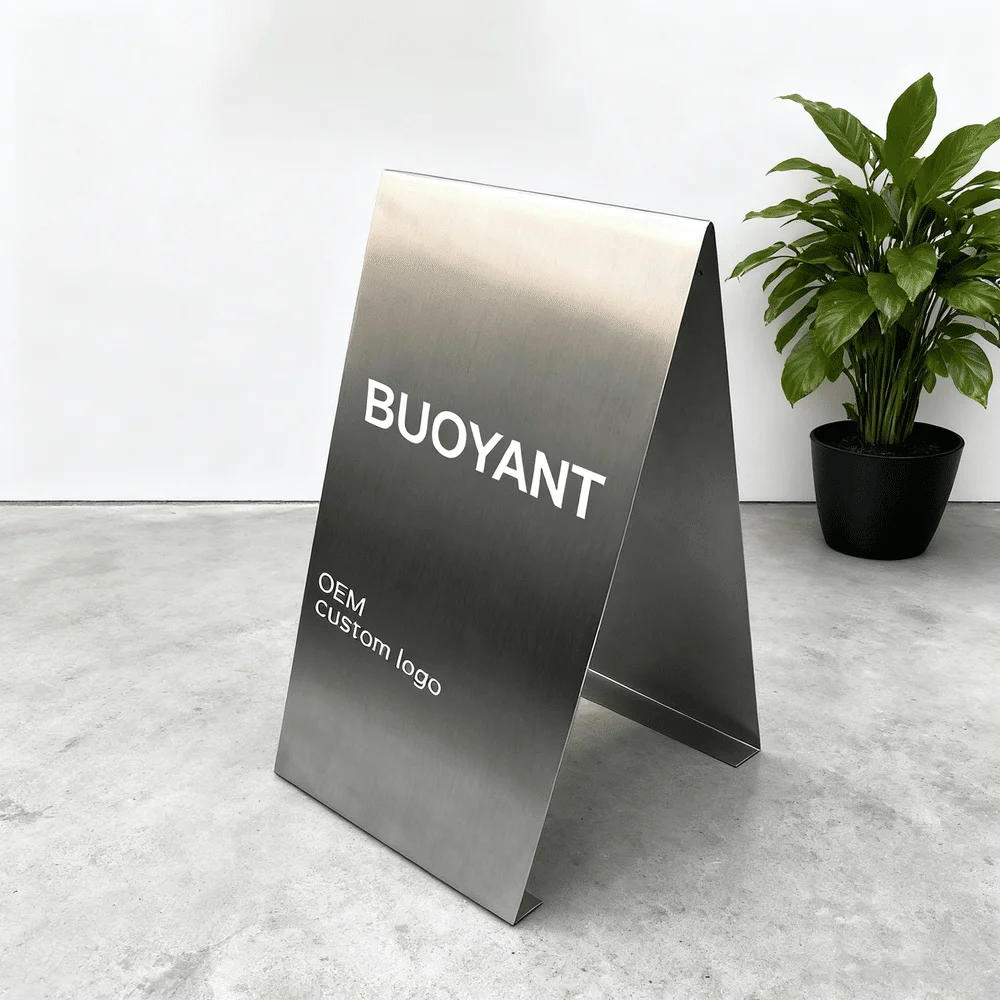 C.u.stom Stainless Steel A Frame Sign Commercial Double Sided Outdoor Floor Stand Advertising Metal Sign Board
