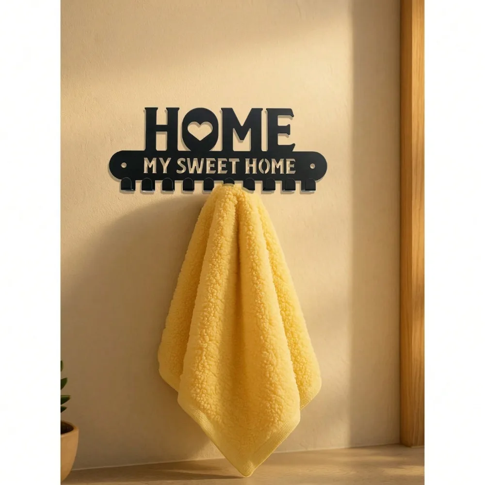 ที่ใส่กุญแจติดผนังตกแต่ง 1 ชิ้น - ออแกไนเซอร์ตะขอเกี่ยวกุญแจโลหะสีดำมีสไตล์สำหรับทางเข้าบ้านห้องนอนห้องน้ำห้องครัว