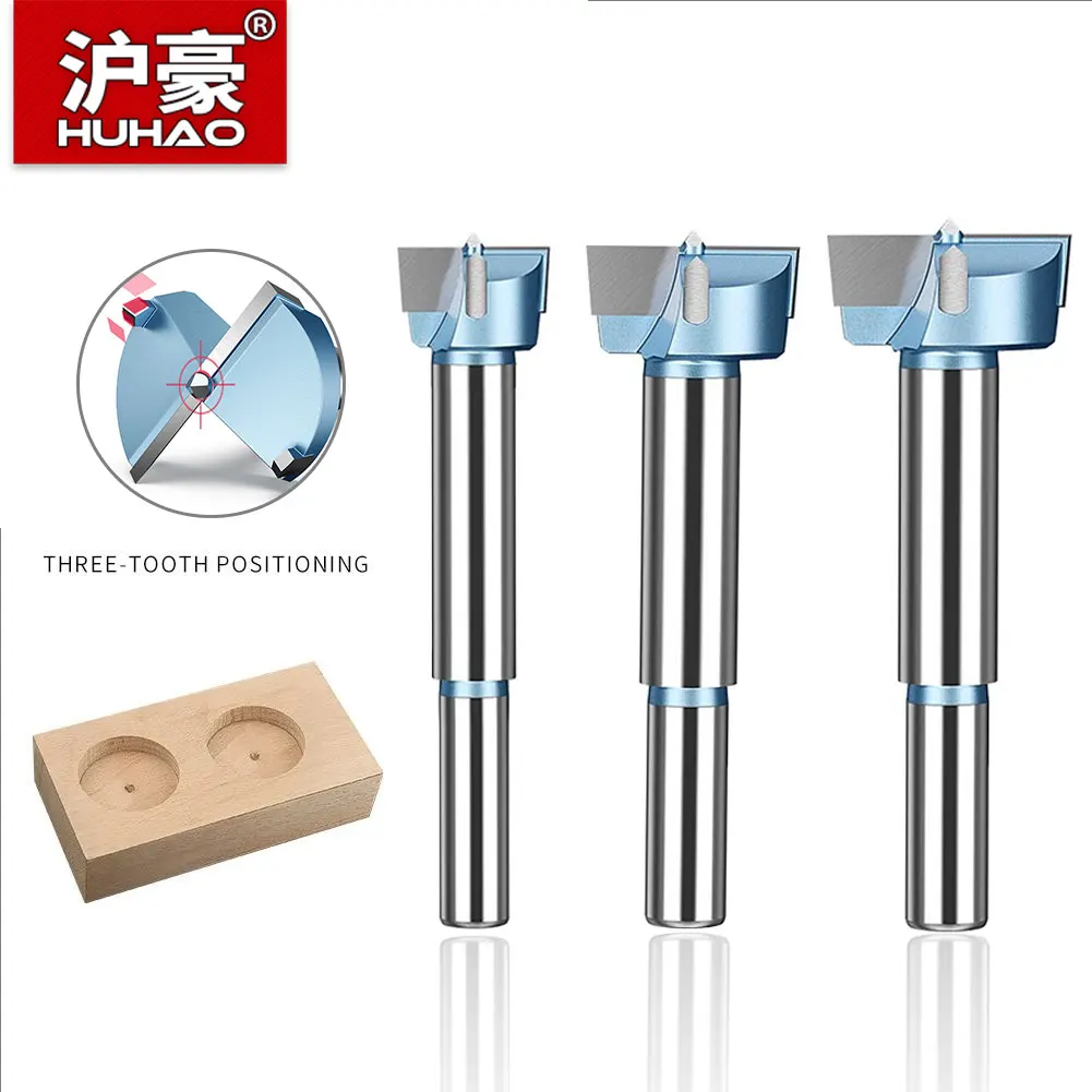 HUHAO Forstner Tips Drill Bits Woodworking Tools Wood Centering Hole Saw Hinge Boring Drill Bits Round Shank Carbide Cutter