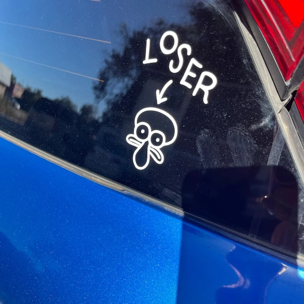 

Squidward 'Loser' Car Windows Sticker Fun Cartoon Decor Waterproof Windshield Vinyl Decals Accessories