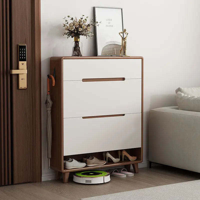 

Ultra Thin Vertical Shoe Shelf Entrance Hall Narrow Wooden Hidden Shoe Cabinet Storage Cupboard Sapateira Entrance Furniture