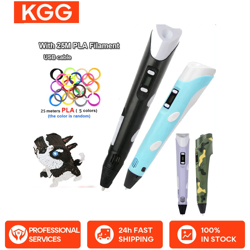 

3D ручка для печати 25 м PLA ЖК-экран безопасная картина с окружающей средой DIY игрушки для рисования детские подарки на день рождения и Рождество